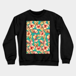 Rust & Teal Floral Pattern Crewneck Sweatshirt